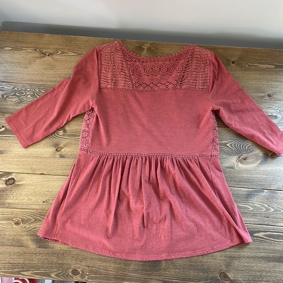 Anthropologie Meadow Rue 3/4 Sleeve Salmon Top Size Medium - Picture 2 of 3